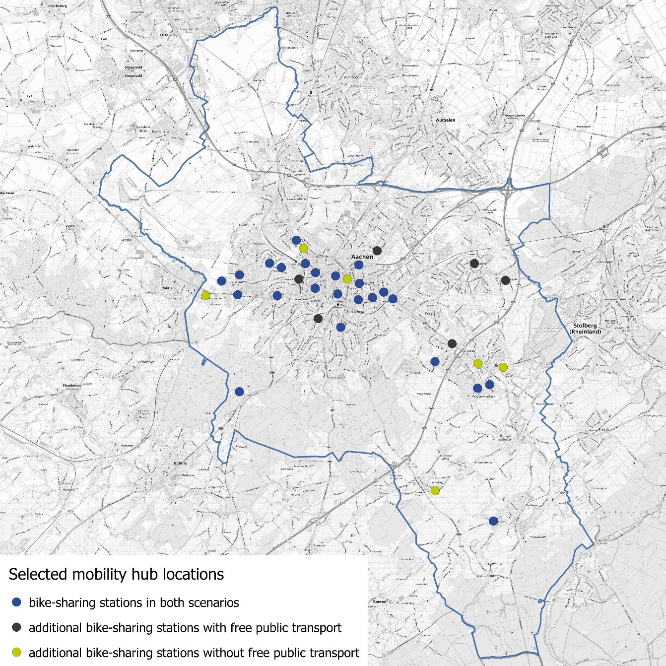 Selected mobility hub locations